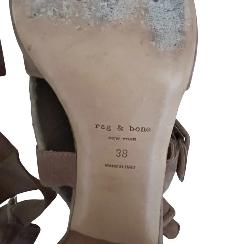RAG & BONE Women’s Suede Open Toe Matteo Sandal Block Heel B Size 7.5 US 38 EU